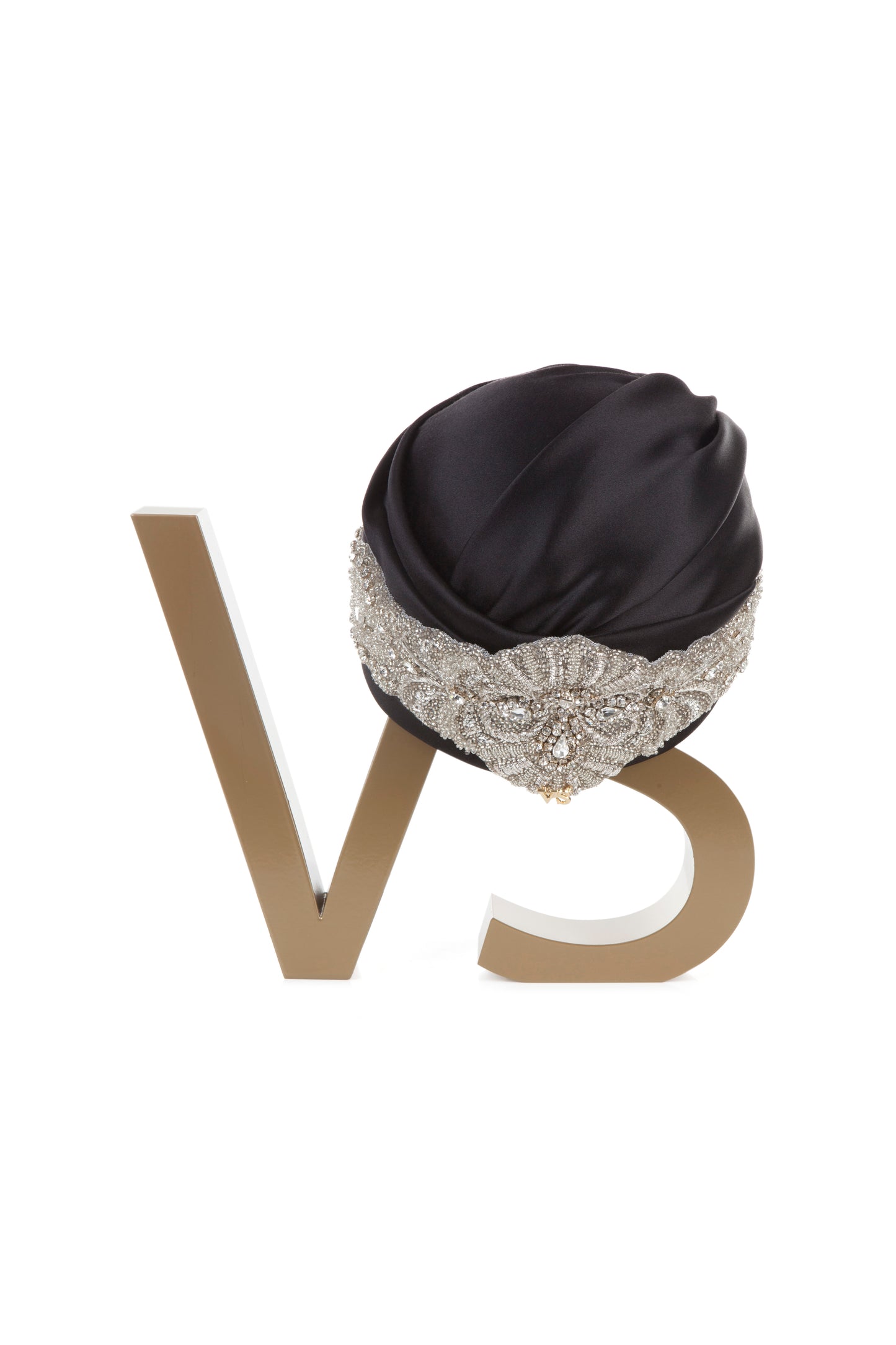 Black Silk Luxury Bespke Turban with Embellishment